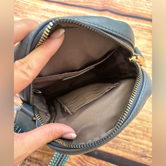 Bostanten Blue & Gold Boho Tribal Strap Camera Crossbody Bag Vegan Leather - Picture 4 of 10